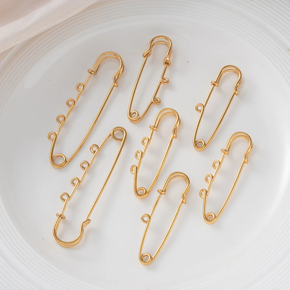 5 Stück Edelstahl 50/70mm Sicherheitsnadeln Broschenrohlinge mit 1/2/3/4 Ringen für DIY Schmuckherstellung Zubehör Bastelbedarf – Detail 3