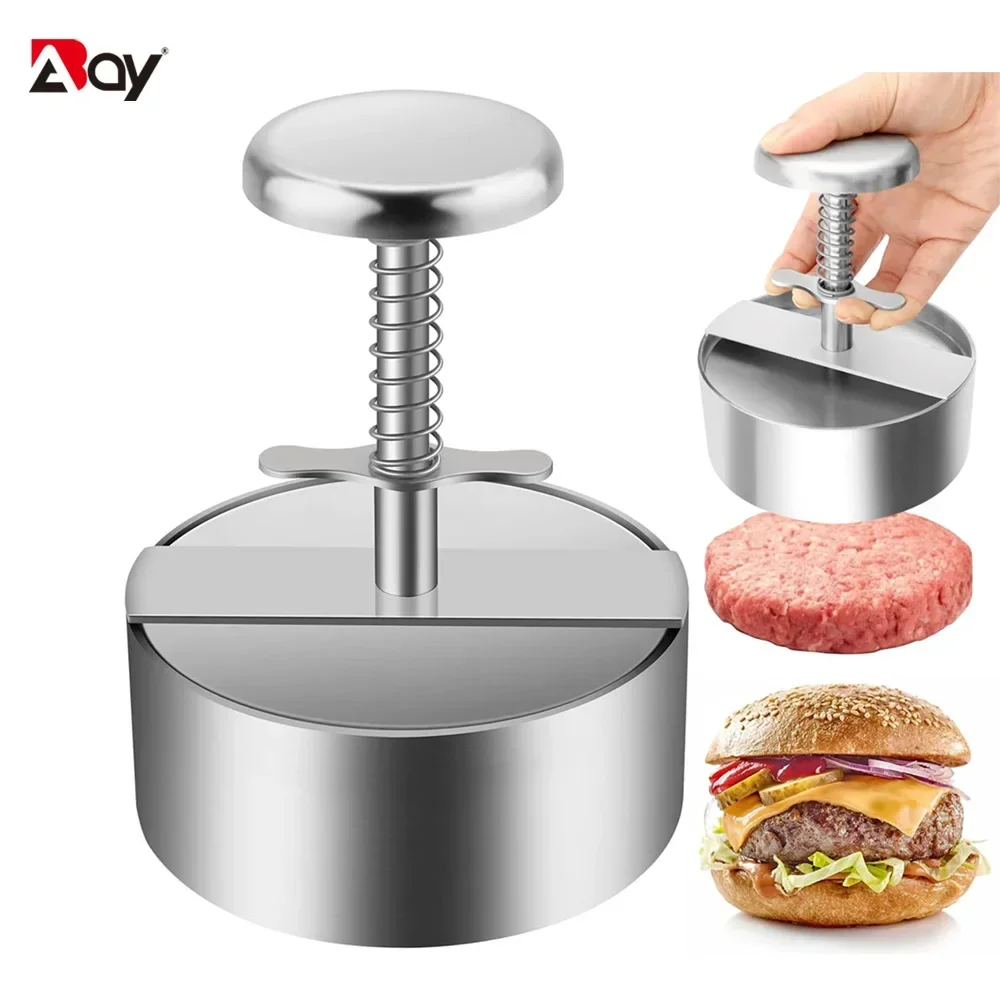 

Burger Press Stainless Steel Adjustable Hamburger Patty Maker Non Stick Mold Suitable for Beef Vegetable Burgers Cooking Tools