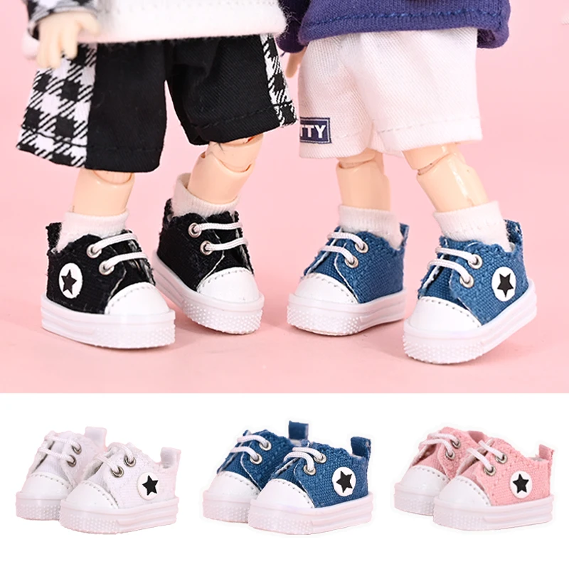 Ob11 Doll Star Flat Bottomed Canvas Shoes Fashion Doll Casual Shoes With Shoelace For Penny, Ob11, Obitsu 11, Holala, Gcs , YMY