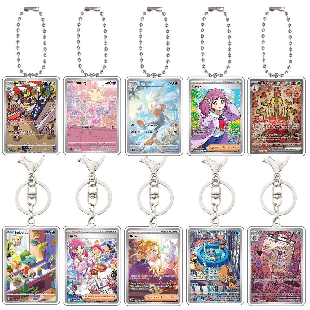 

Pokemon Anime Bulbasaur Lileep Raboot Squirtle Joltik Milcery Hydrapple Briar Crispin Lacey Briar Acrylic Keychain Pendant 5Cm