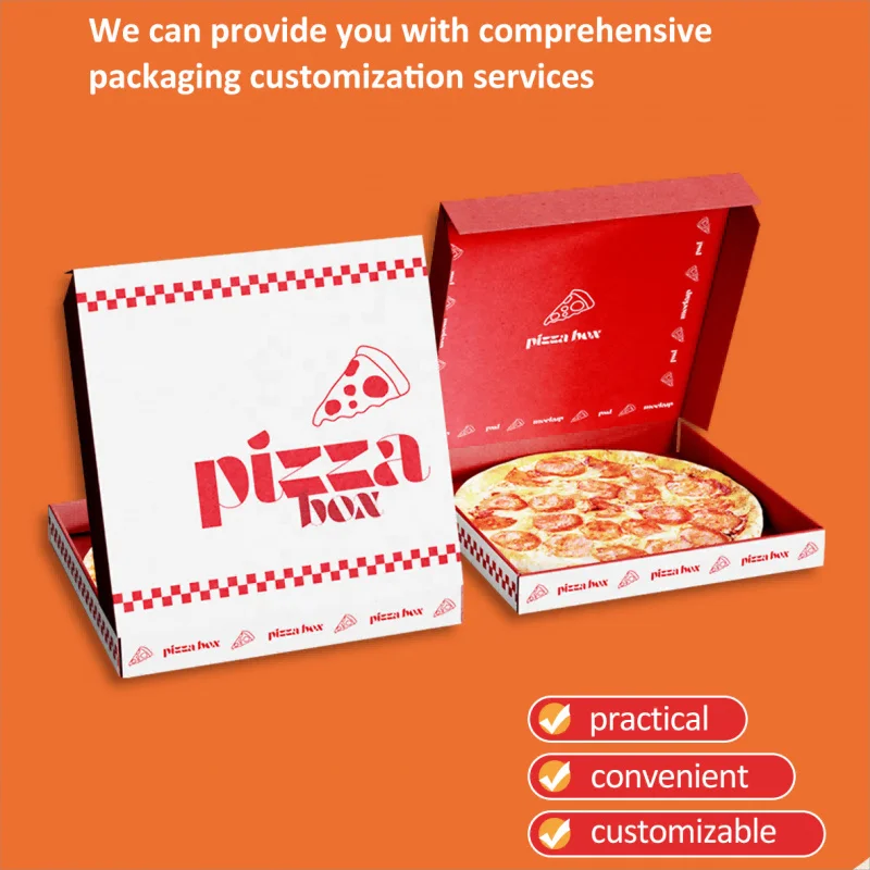 10 00piece.Custom.Custom White Kraft Pizza Box Printed And Logo Sustainable Paper Boxes Food Packaging