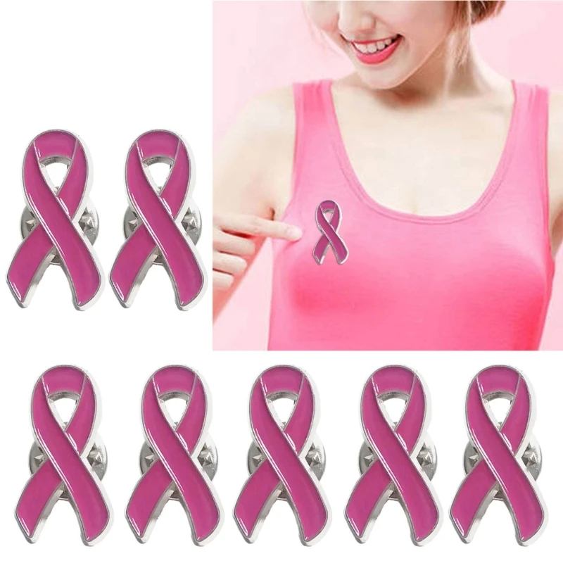 10Pcs/lot Breast Cancers Awareness Lapel Buttons Badge Pink Ribbon Designed Brooches Pin Women Jewelry Gift for Girls