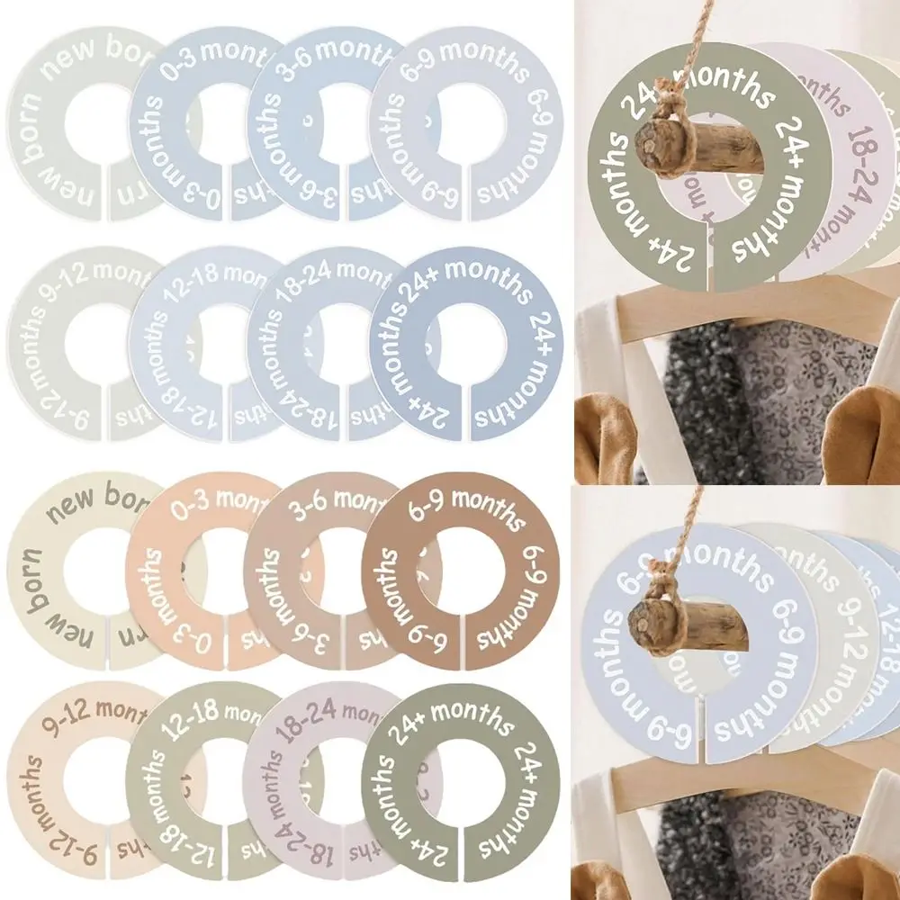 68/9 Piezas de Etiquetas Redondas de Plástico para Ropa de Bebé, Separadores de Tallas, Anillos para Etiquetas de Tallas de 0-24 Meses, para Manualidades DIY