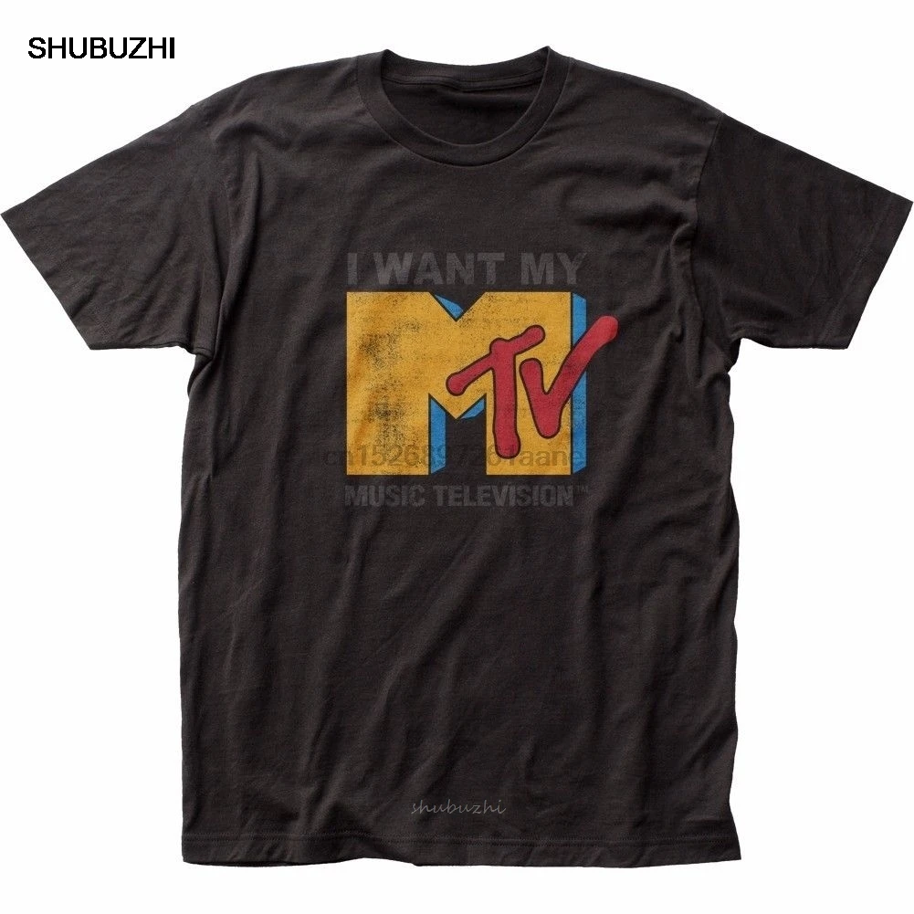 MTV I Want My MTV Fitted Licensed Adult T Shirt Men T Shirt Short Sleeve Round Neck Summer Men Brand Clothing O-Neck tops