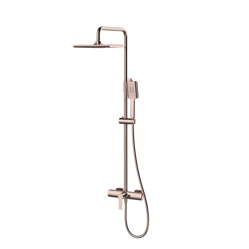 Water savfing thinness design 3 function 10 inch top spray graceful rose gold bathroom fixtures faucet shower