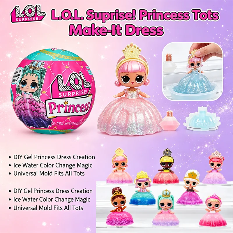 Muñeca LOL Surprise Princess Make It Dress, Mini Muñeca de Moda con Vestidos Coloridos que Cambian de Color, Juguete Sorpresa para Niñas