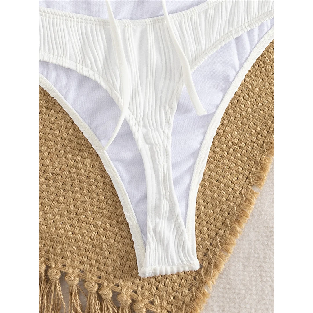 S - XL Sexy Perlen, geraffter V-Ausschnitt, Damen-Badeanzug, einteiliger Badeanzug, rückenfreier, hoch geschnittener Badeanzug, Badebekleidung, Badeanzug V7720 – Detail 6