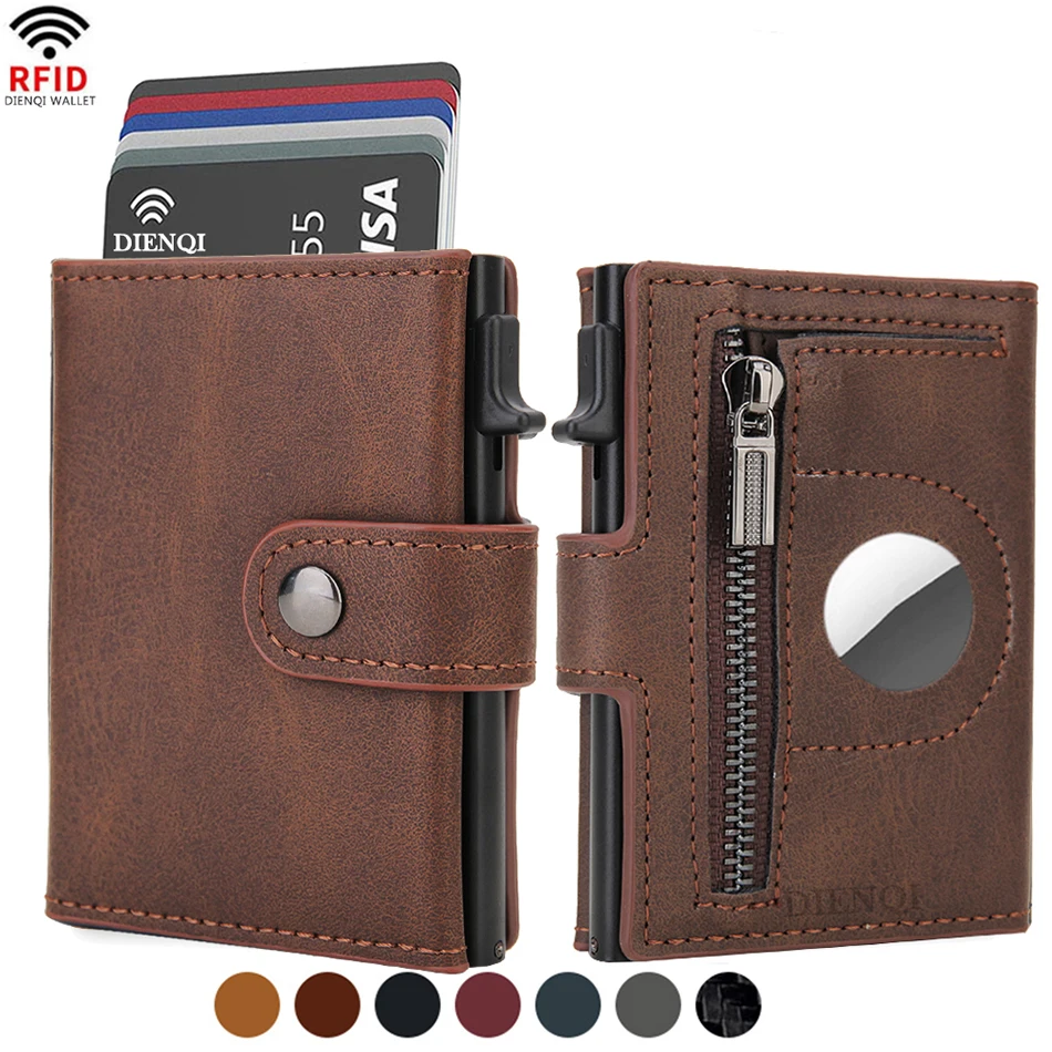 Etui na kartę kredytową Rfid Portfele męskie Aluminiowe etui na kartę bankową Pop Up Męska portmonetka Trifold Portfel na Air Tag Airtag Tracker