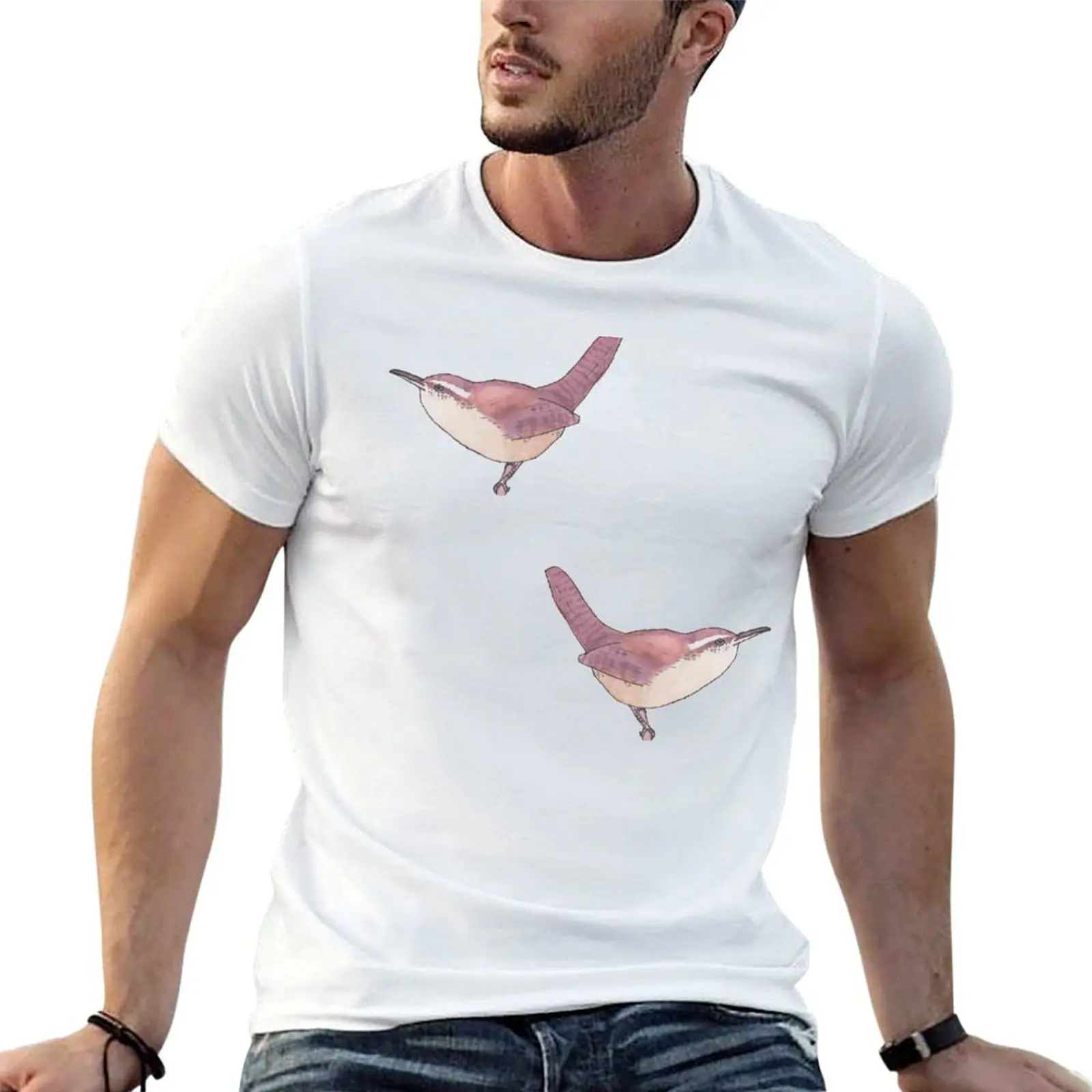 

illustrated printed shirts t watercolor Carolina tshirt t Wren for birds 100% shirts T-Shirt cotton anime man oversize