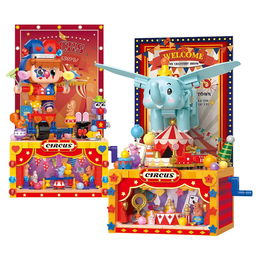 Creative Kids Toys Circus Clowns Building Blocks Toys Mini Bricks Games Disney Dumbo Cartoon Figures Christmas Partty Gifts