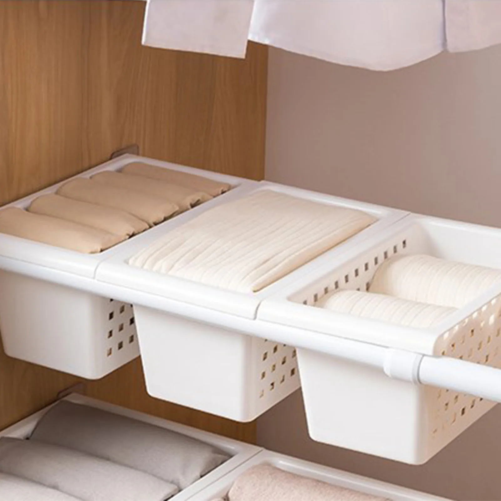 Aufbewahrungskorb für ausziehbare Stangen, Unterschrank-Organizer aus PP-Kunststoff, Hängekorb für Schrank, Garderobe, Küchenspüle