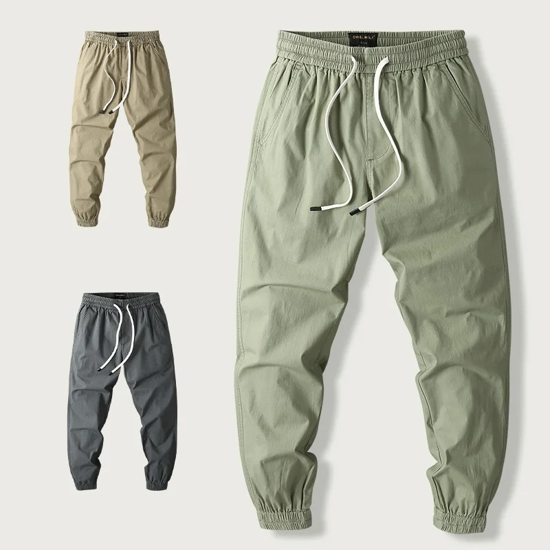 

Men's Autumn Solid Color Casual Pants, Straight Loose Ankle-Length Cargo Pants, Outdoor Jogger Pants, Sport Pants