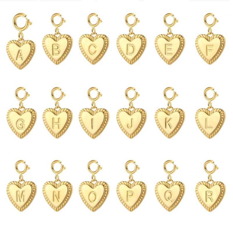 Heart Initial Letter Charms Pendant Gold Color 26 Letter for Women Necklace Earring Jewelry Accessories Wholesale Drop Shipping