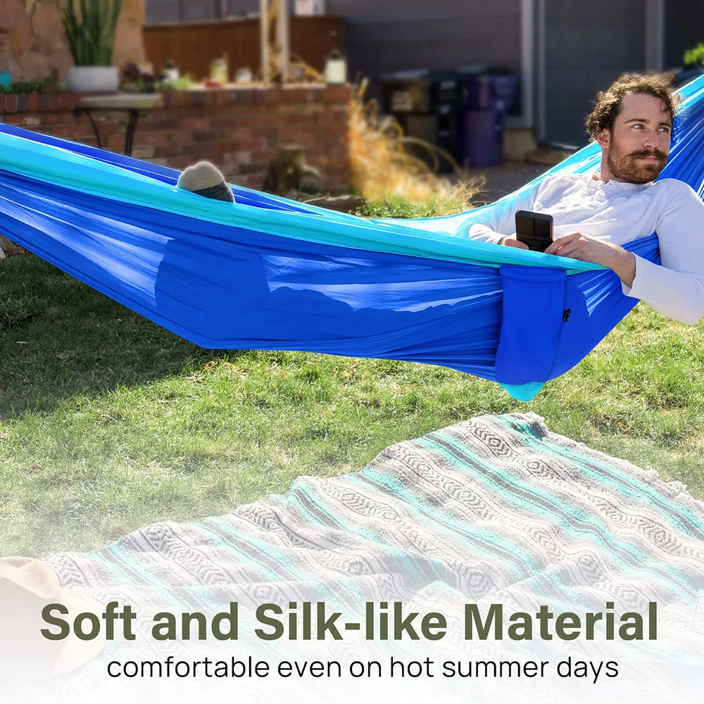 260x140cm Lightweight Double Person Camping Hammock for Outdoor Beach Backpacking Travel Hiking Portable Parachute Nylon Hammock