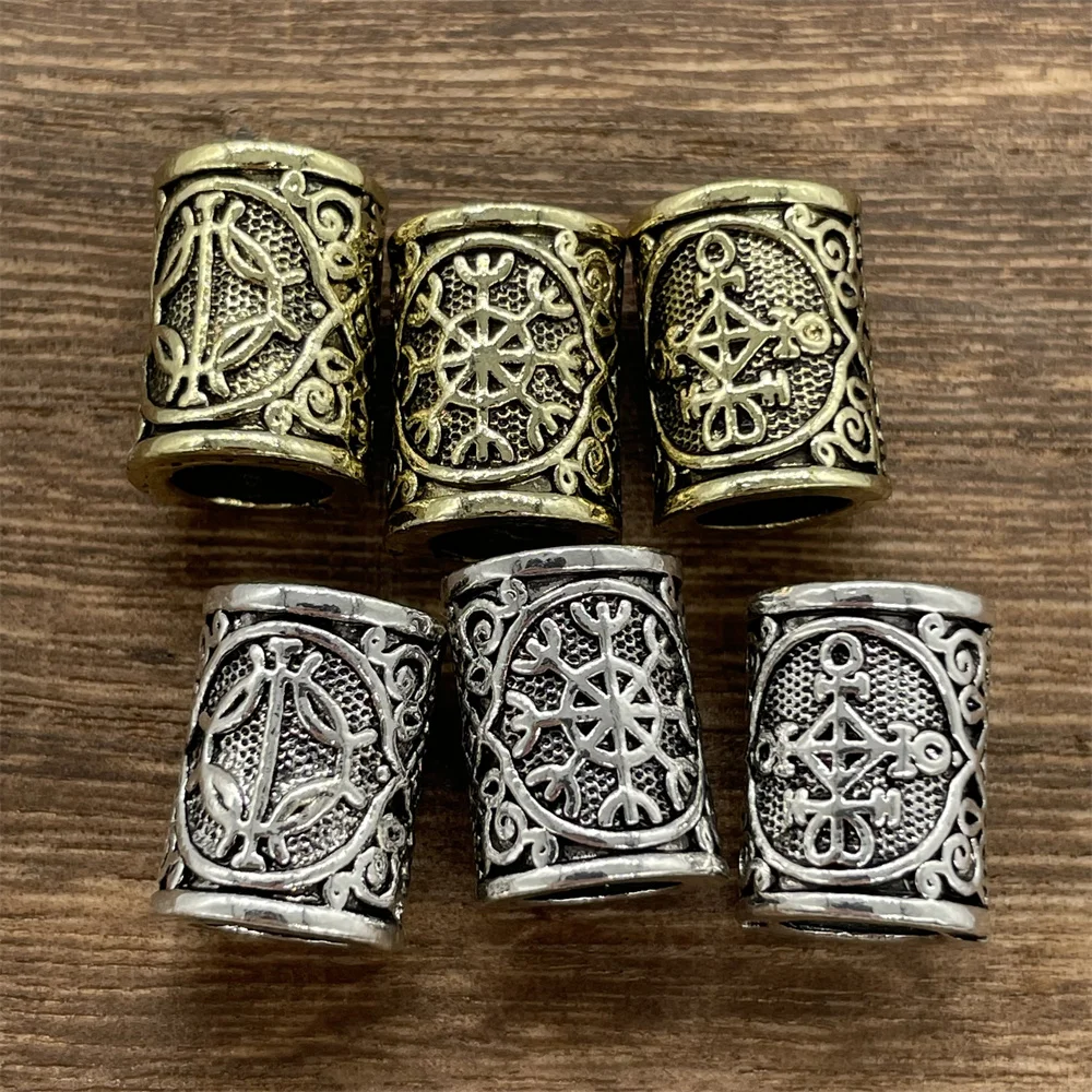 Nostalgia 1pcs Viking Aegishjalmur Hair Beads For Braids Slavic Beard Diy Jewelry Making