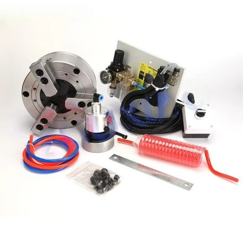 Solid Pneumatic Lathe Chuck Three Jaw Power Chuck Ks04-3 4in Complete Machine Tool Set