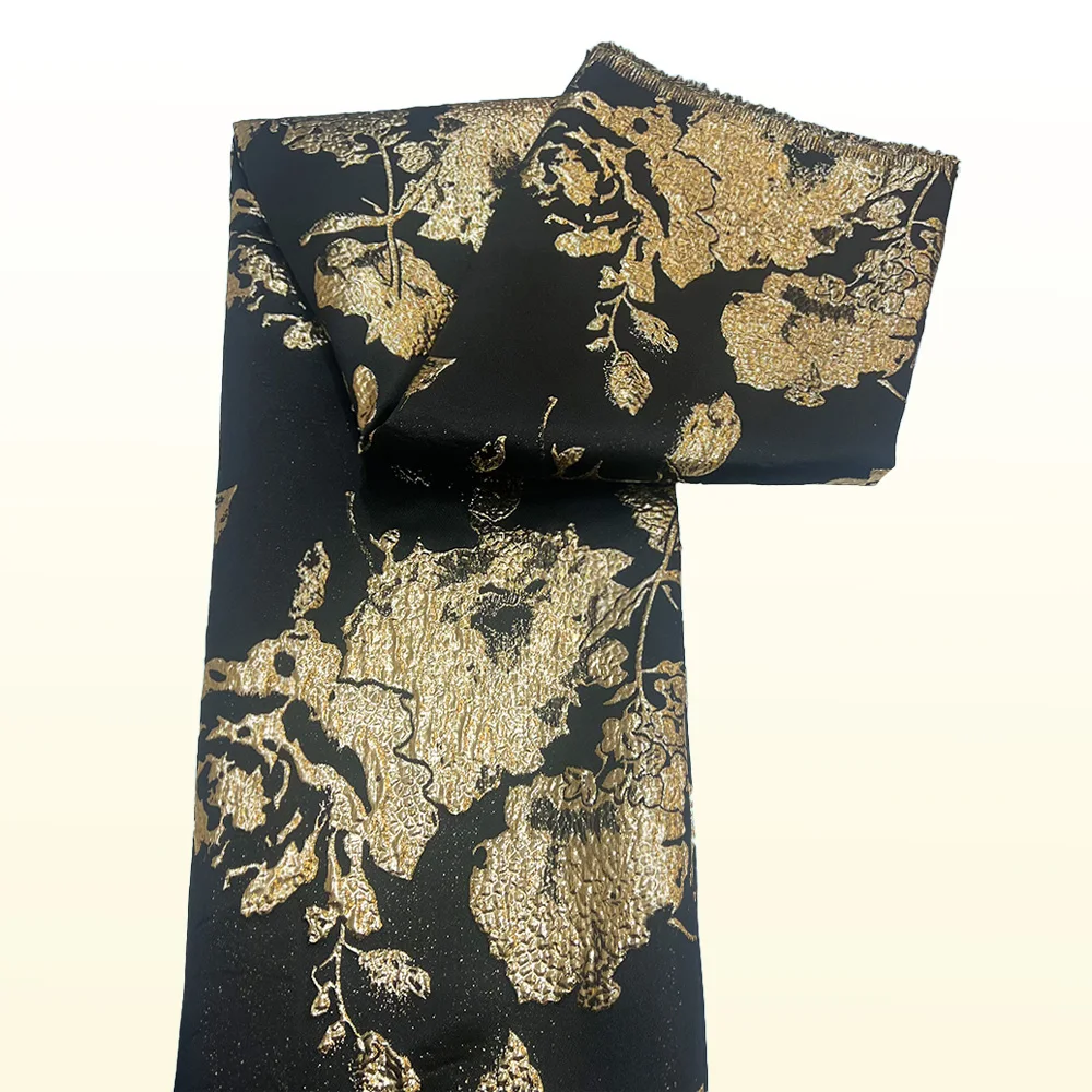 Nigeria Brokat Jacquard Stoff Hochwertige Damast Spitze Vergoldung Afrikanische Spitze Stoff