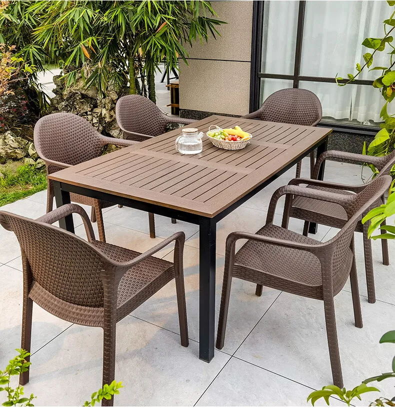 

HYS outdoor tables and chairs courtyard garden imitation rattan chair waterproof and moisture-proof outdoor leisure terrace
