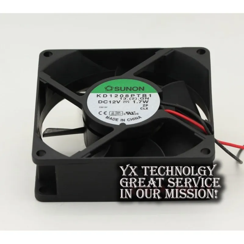KD1208PTB1 8025 12V 1.7W 3 wire 80mm double ball fan cooling fan SUNON