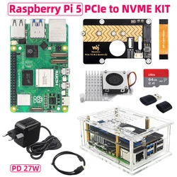 Original Raspberry Pi 5 PCIe to M.2 NVME SSD Kit 4 8 16GB RAM Active Cooler Case PD 27W Power Supply TF Card for RPI 5 Pi5