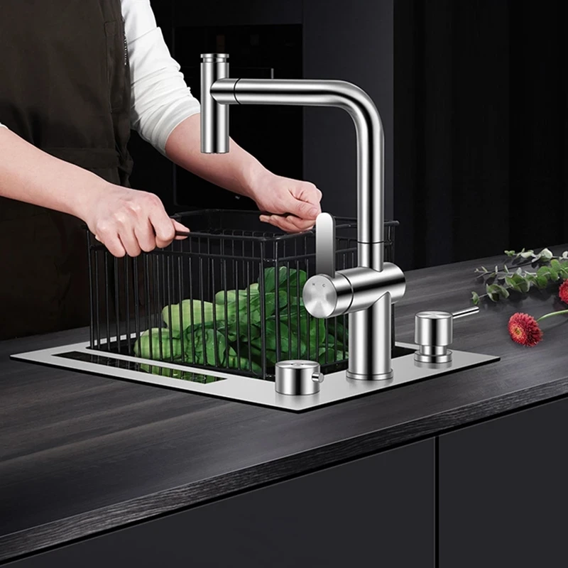 Intelligent 2in1 Kitchen Sink 304 Stainless Steel Vegetable Sink Ultrasonic Sink Dishwasher Fruit and Vegetable Washing Machine