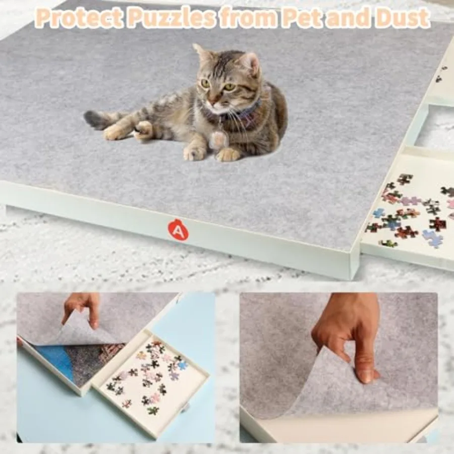 1500 Pieces Puzzle Board with Drawers and Cover, 35"x27"Portable Jigsaw Puzzle Table for Adults Puzzle Tables with Drawers view 6