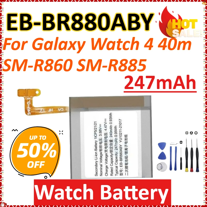 

EB-BR880ABY 247mAh for Galaxy Watch 4 40m/R860/R885 High-Capacity Newly Upgraded Rechargeable Replacement Watch Battery + Tools