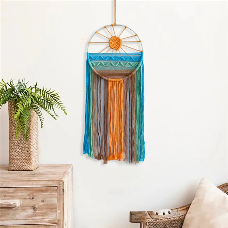 

3 Pcs Dream Catcher Wall Decor Kit Boho Macrame Dream Catcher Sunrise Sunshine Sunset Dreamcatcher Set Kit Colorful