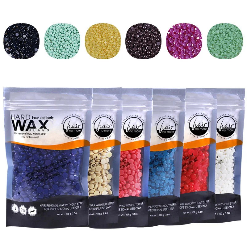 100g solid hard wax beans, hot wax, paperless wax therapy granules, honey wax, whole body hair removal wax bean series