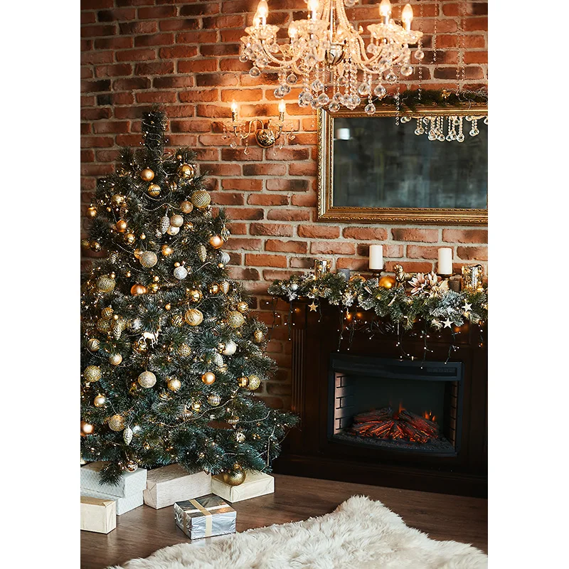 ZHISUXI Vinyl Custom Fireplace Christmas Tree Photography Background Child Baby Backdrops For Photo Studio Props 21524JPW-03