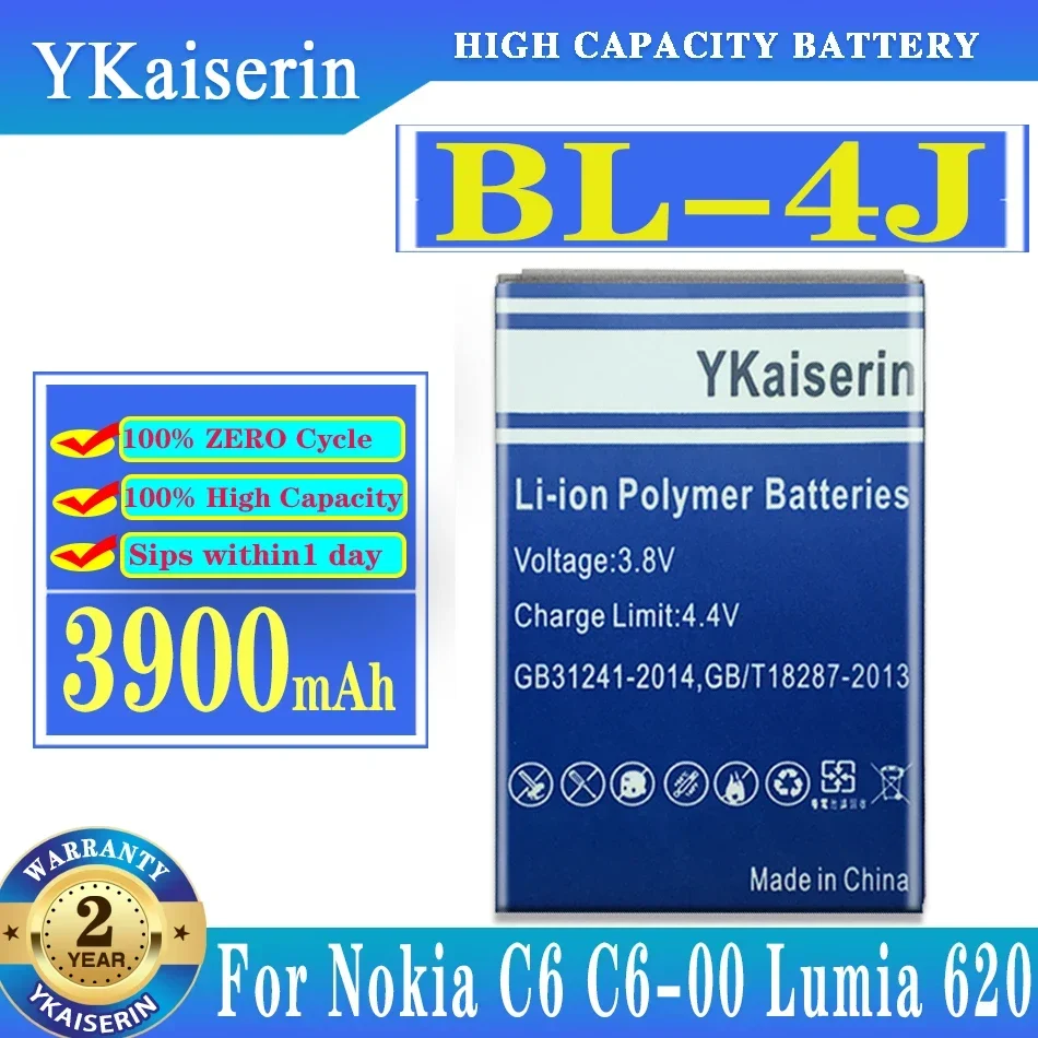 YKaiserin 3900mAh Lithium BL 4J BL-4J BL4J Rechargeable Phone Battery For Nokia C6 C6-00 Lumia 620 Touch 3G Lithium Battery