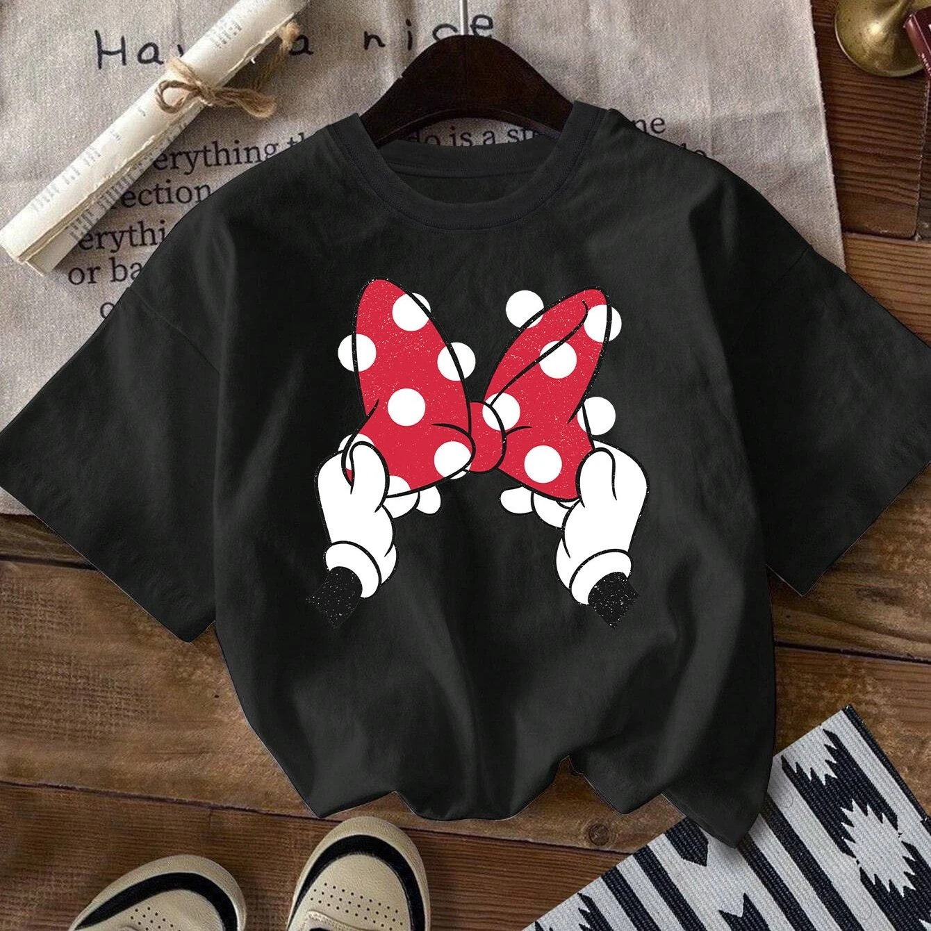 ميني ديزني الرجال النساء 100% القطن تي شيرت الاطفال الأسرة الوالدين والطفل ملابس لطيف عادية الراحة المتضخم قصيرة الأكمام Y2k المحملة #1