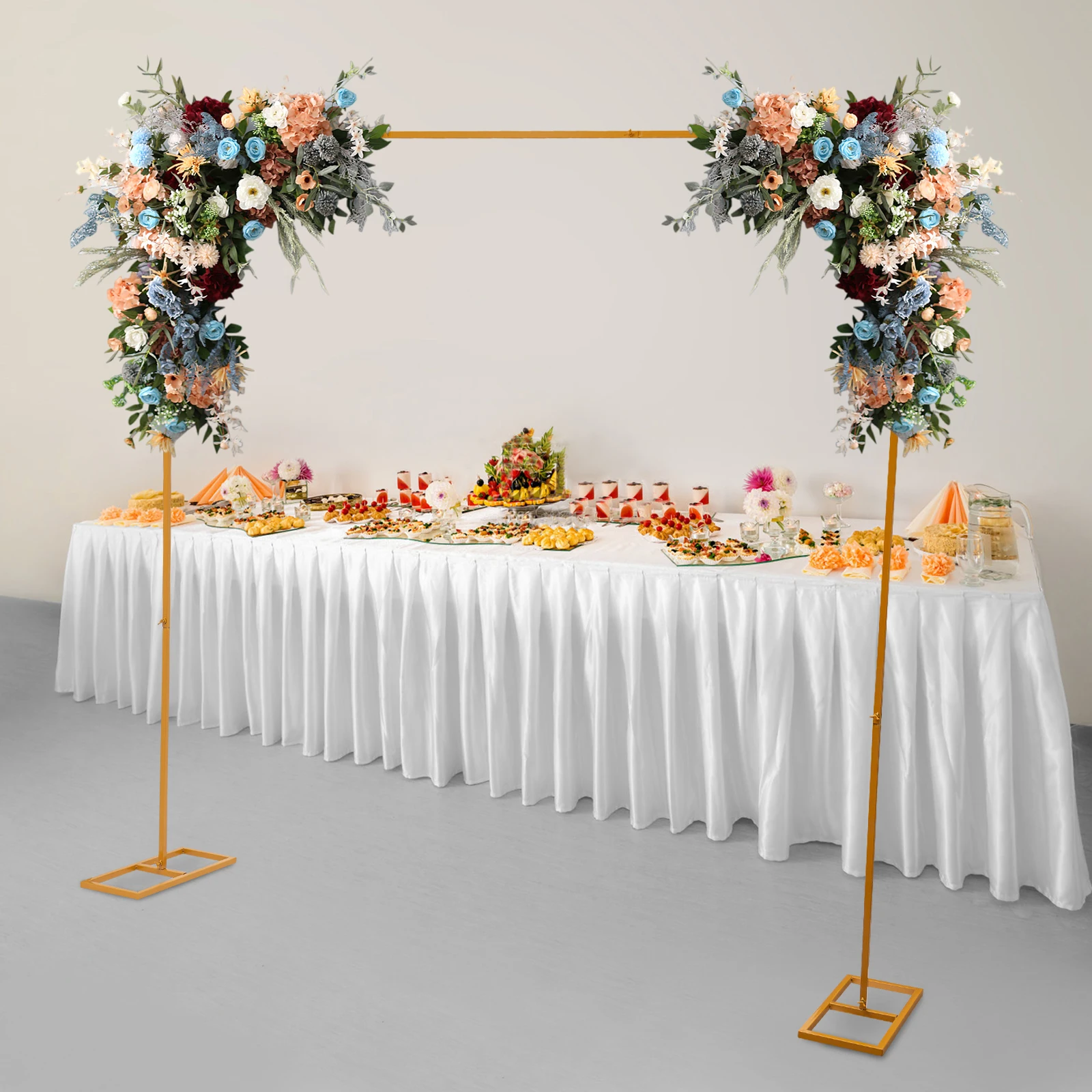 

Gold Iron Wedding Arch Stand,2.4x2.4m Square Modern Backdrop Stand for Wedding Decor,Floor Standing Metal Frame,3-5kg Capacity