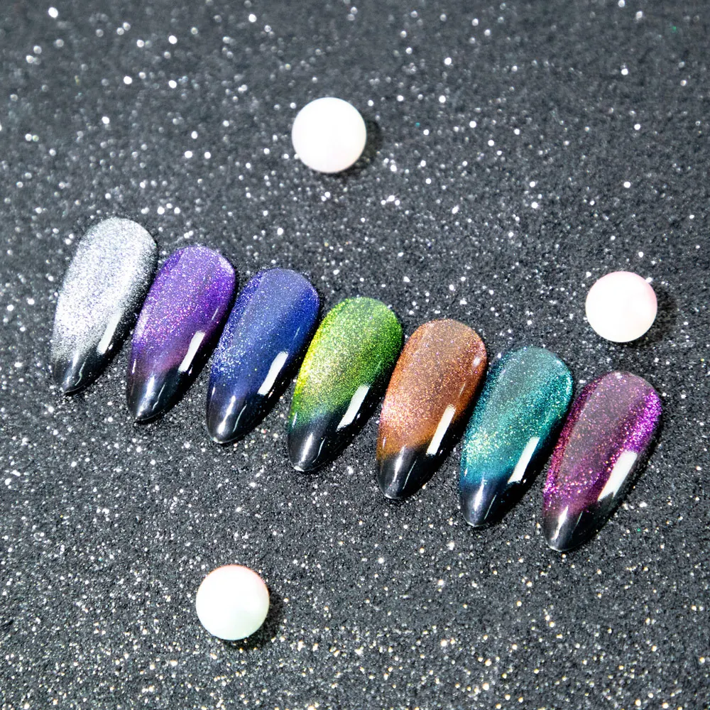 MIZHSE 8PCS Gel Nagellack Set 9D Cat Eye Top Coat Soak Off UV/LED Glitter 9D Cat Eye Magnet Lack Alle Für Nagel Maniküre Kunst