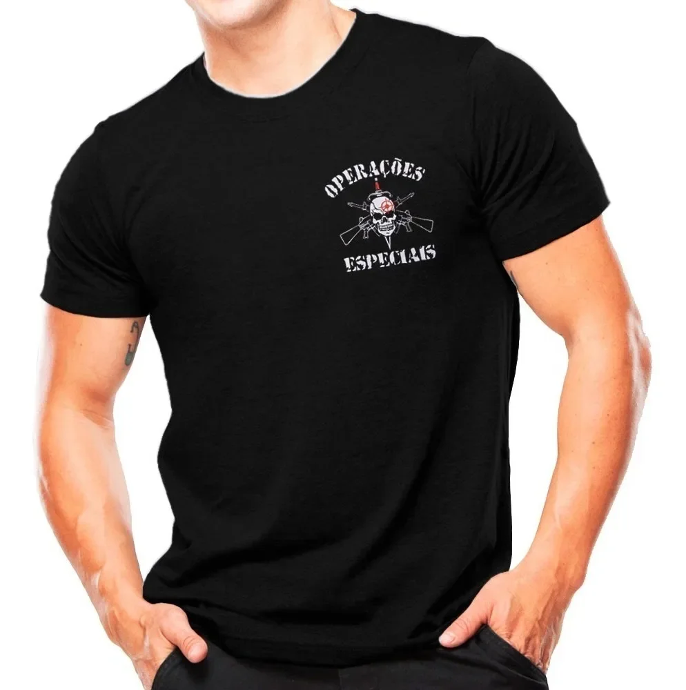 Camiseta Brazil Operações Especiais Special Force Army Men T-Shirt Short Sleeve Casual 100% Cotton Shirts