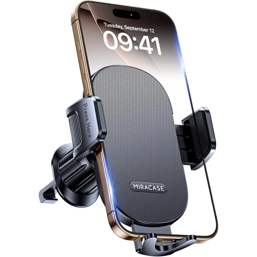 

Универсальный автомобильный держатель для телефона с металлическим крючком, крепление для вентиляционного отверстия для смартфонов iPhone и Android, прочный темно-серый смартфон