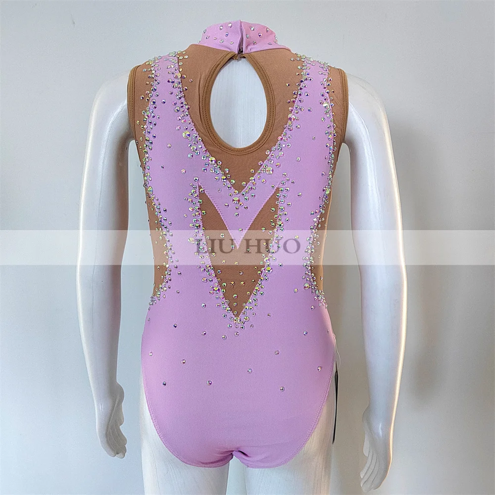 LIUHUO Personalizza Collant da nuoto sincronizzato Prestazioni per ragazze Body ritmico per bambini Bambini Adolescenti Competizione Teamwear Rosa