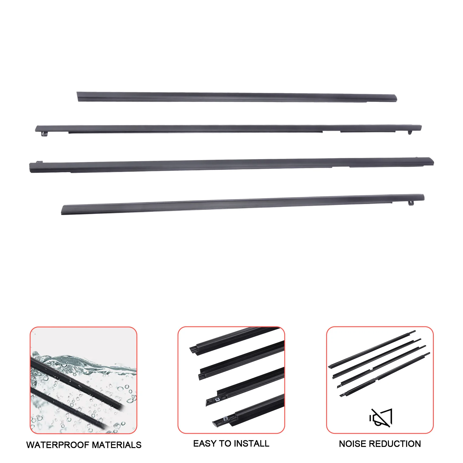 4PC Car window sealing strip For Holden Commodore VE VF SEDAN V6 V8 Outer Door Weather Window Rubber Seal