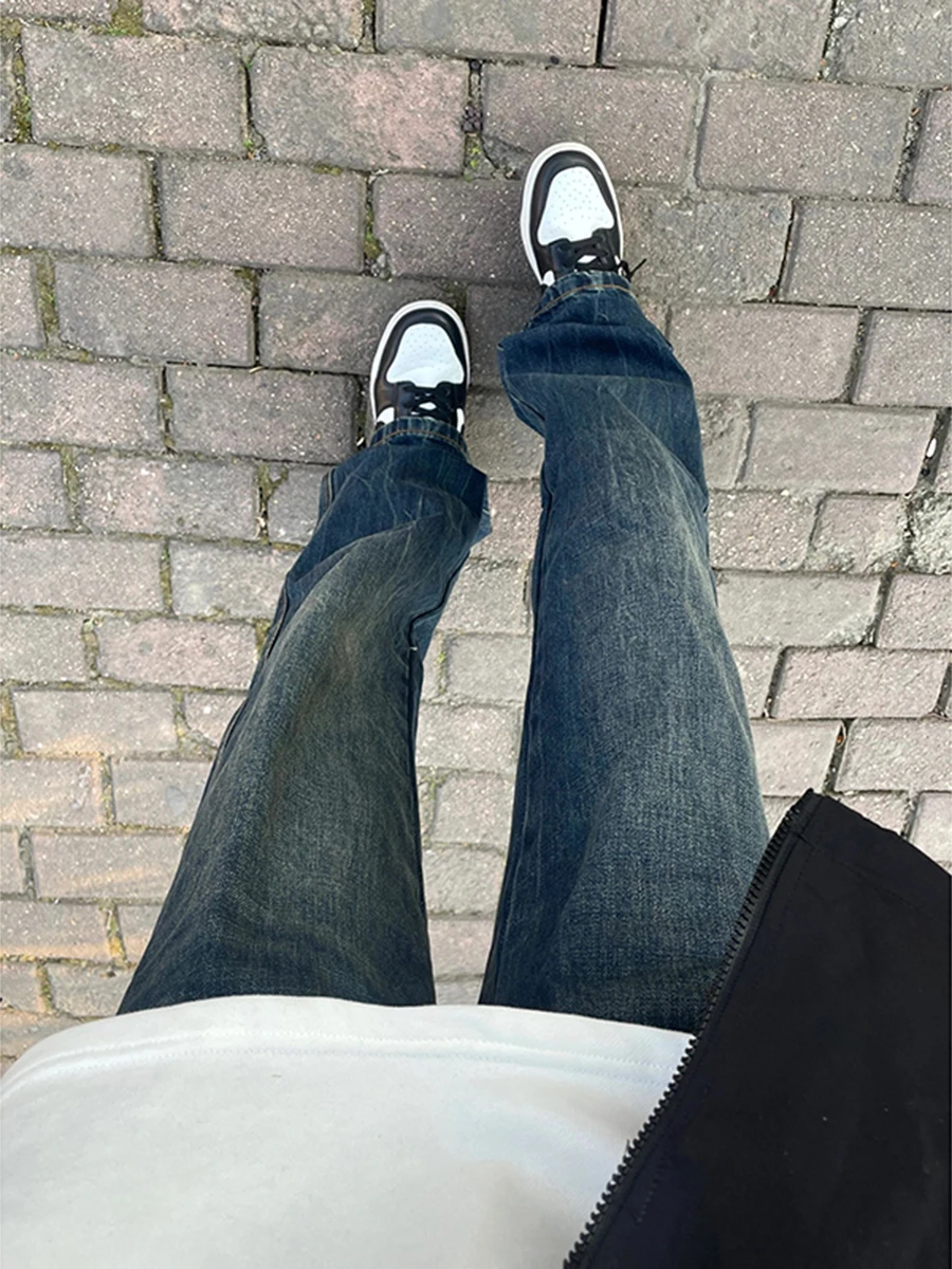 

Blue Jeans Men's Straight Leg Slim Fit Jeans Mid-Waist Long Pants Youth Faion Spring Autumn Winter CleanFit Flared Leg Trou...