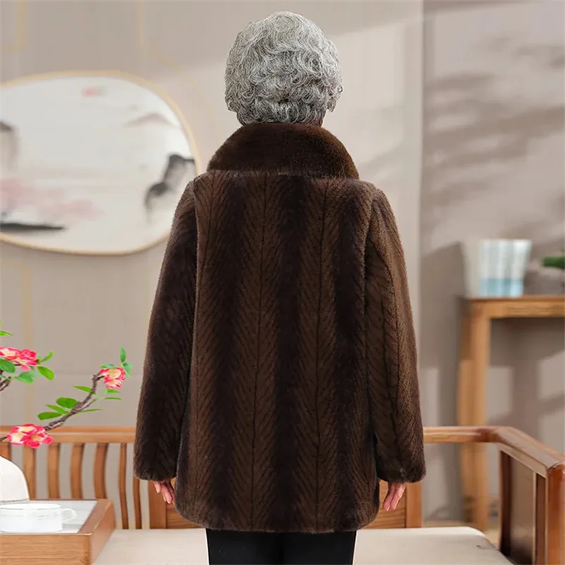 Winter Thicke Mink Fleece Coat Women Imitation Fur Mink Coat Mom Winter Warm Cotton Coat Female Faux Fur Jacket Outerwear XL-5XL