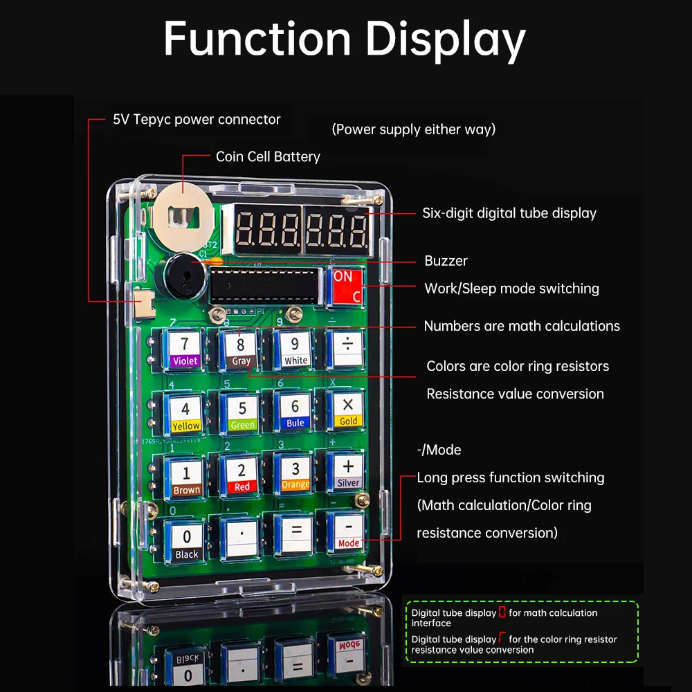 Homemade calculator electronic production kit 51 microcontroller teaching experiment welding practice DIY parts Type-c interface