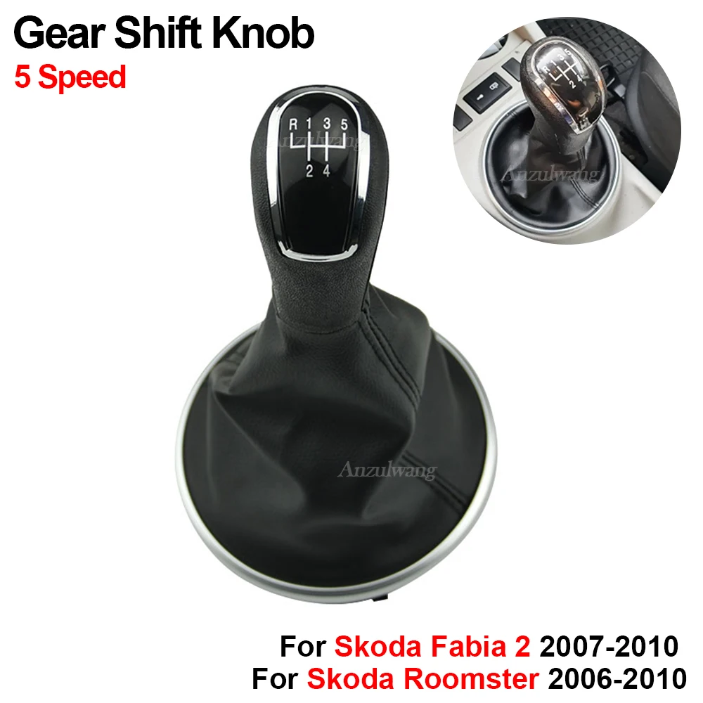 5 Speed Gear Shift Knob Lever Shifter Gaiter Boot Cover Case For Skoda Fabia 2  Roomster  2007 2008 2009 2010 Car Styling