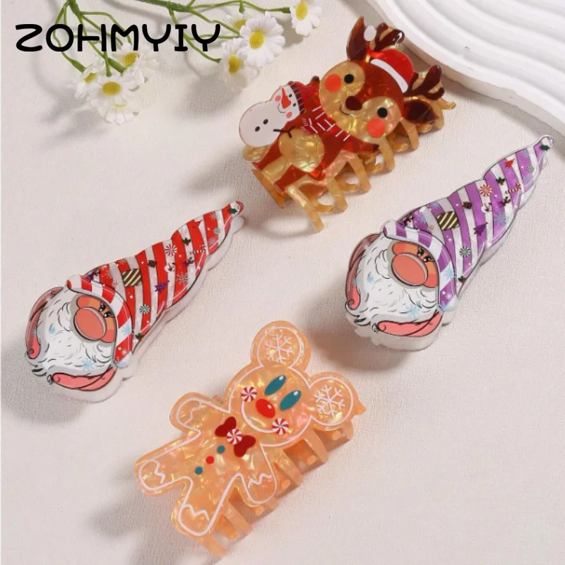 Christmas Gingerbread Man Hair Claw Cute Elk Hair Clip Cartoon Hair Claw For Women Girls Exquisite Hair Accessories Gifts