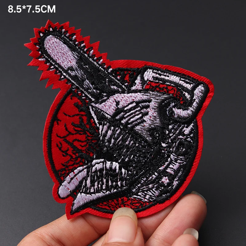 Chainsaw Man size: 7.5x8.5cm Iron On Patch Embroidered Applique Sewing Clothes Stickers Garment Apparel Accessories Badge