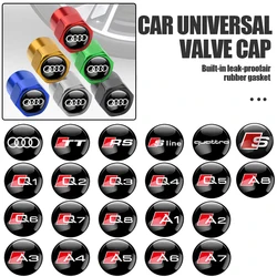 Alumínio Car Wheel Tire Air Valve Caps, tampa contra poeira, Audi RS, S, SLINE, A4, A3, A6, Q3, Quattro, Q7, TT, B8, 8P, A1, a3, 8P, A4, B5, B6, B7, 4 PCes