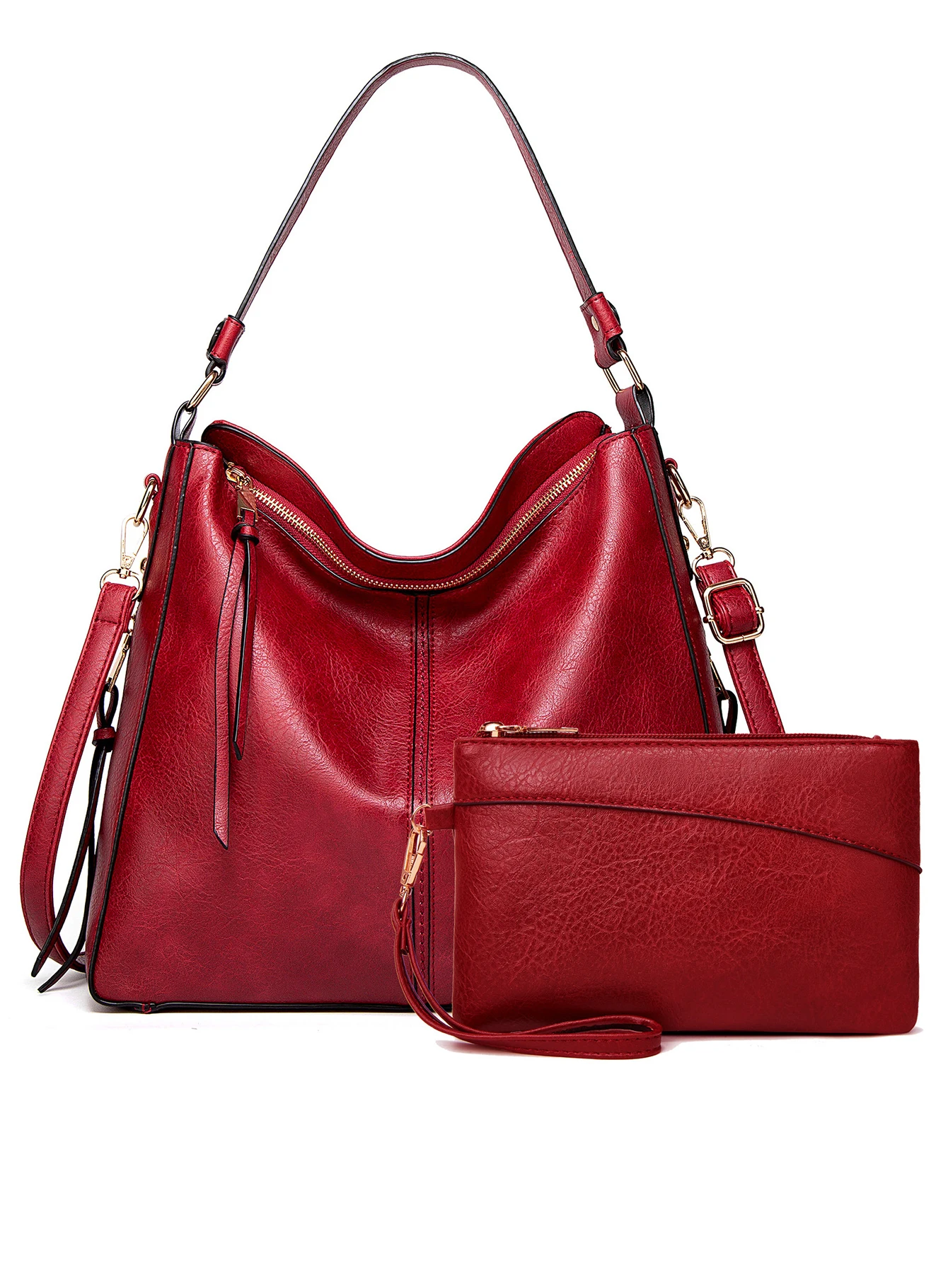 ชุดกระเป๋า 2 ชิ้น ขนาดใหญ่ จุของได้เยอะ แฟชั่นทันสมัย ใช้งานได้หลากหลาย สไตล์ใหม่ กระเป๋าถือและสะพายข้างสำหรับผู้หญิง ดีไซน์มินิมอล