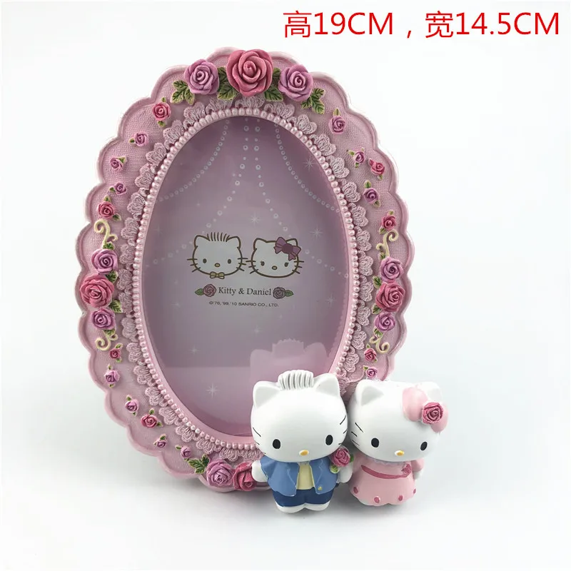 إطار صورة كرتوني Hello Kitty للعشاق ، إطار صورة راتنج ، زخارف ديكور منزلي ، هدية عيد الحب ، 3 بوصة