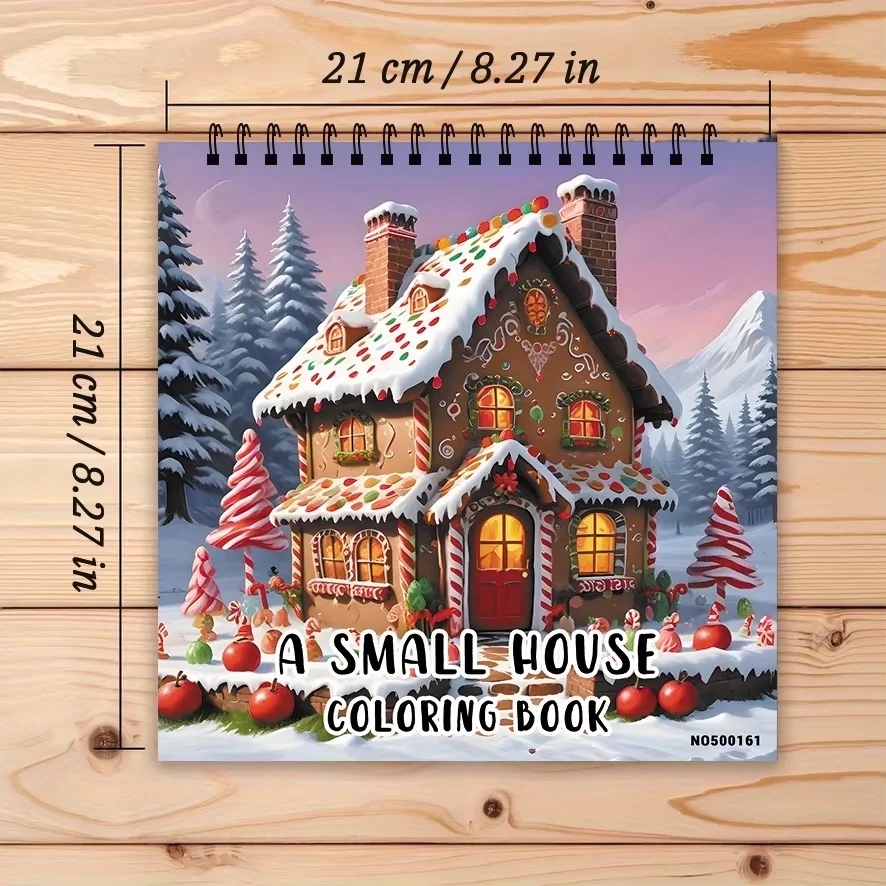 Buku Mewarnai Cozy Cottage - 8,27 x 8,27 inci 22 halaman - Hadiah ideal untuk keluarga atau teman di Natal