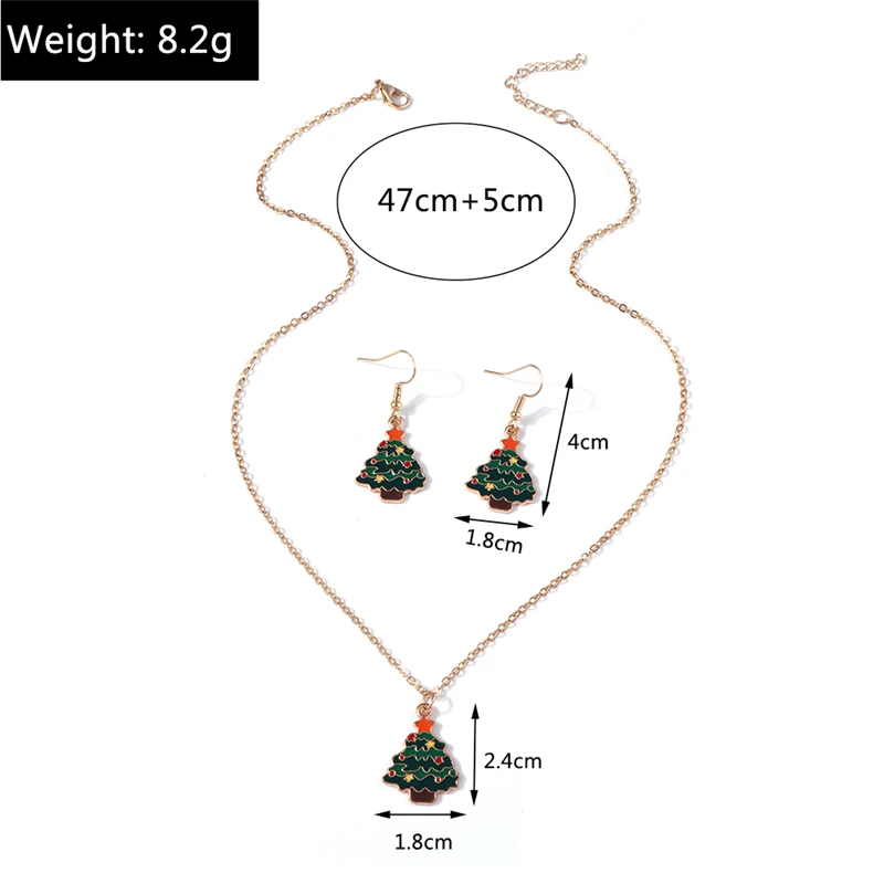 Mode Frohe Weihnachten Baum Schneemann Hirsch Baum Halskette Ohrringe Schmuck-Set für Frauen Mädchen Neujahr Festival Schmuck Geschenke – Detail 17