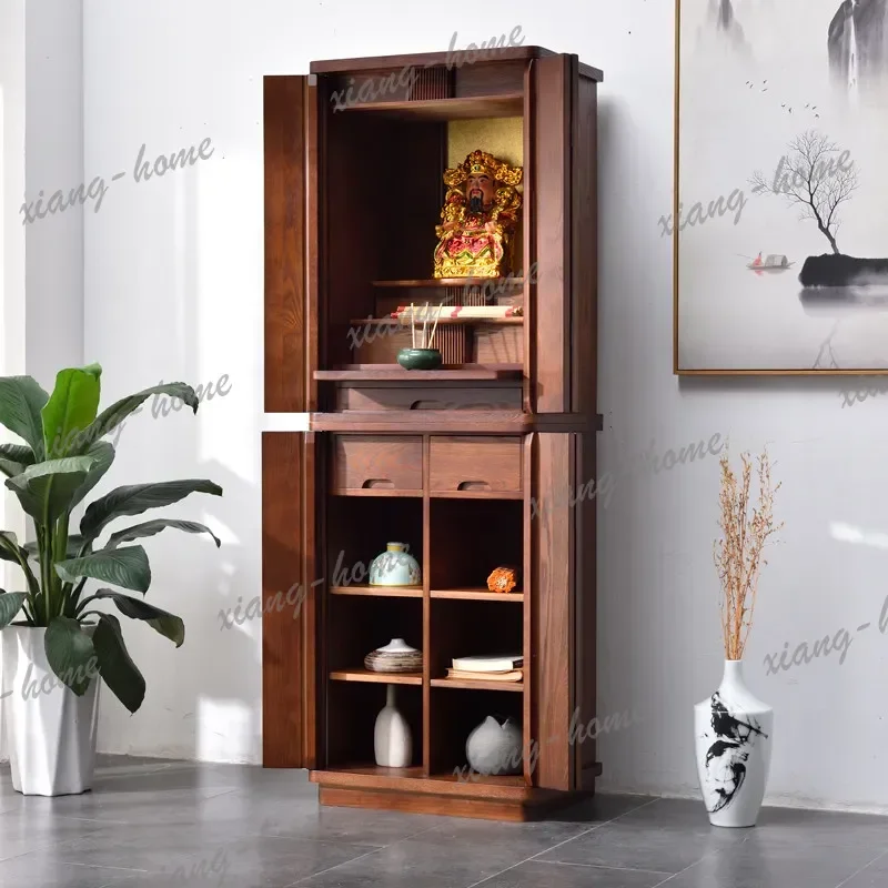 FG  solid wood  shrine altar cabinet - wealth god offering stand - bodhisattva buddha statue offering table for home worship